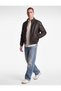 Long Sleeve Pocketed Zippered Layered Faux Leather Jacket - 3