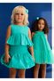Girl's Top and Skirt Set Green - 3