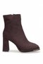 26Blg414-5 Women's Zippered Heeled Boots Brown
