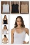 Women's Lace Collar Thin Strap Modal Undershirt 3-Pack - Black and White Set with Adjustable Straps