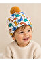 Unisex Watercolor Cat Patterned Blue Pompom Double Layer Combed Cotton Beanie - 3