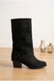 Women's Suede Look Curled Toe Thick Heeled Boots Stylish Daily Boots - 2