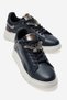 Jenny Navy Blue Genuine Leather Women's Casual Sports Shoes with Butterfly Buckle