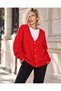 New season orange color v-neck button closure oversize pike cardigan - 2