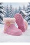 Pink Teddy Bear Plush Lined Girls' Winter Boots – Warm Boots - 2