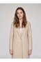 Ecru Women's Cashmere Double-Breasted Collar Single Button Pocket Detailed Coat - 2