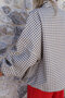 Beige Checkered Jacket with Red Detail - 6