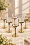 6-Piece Gold Silver Plated Glass Footed Cocktail Soft Drink Glass Cup Liquor 80ml
