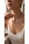 Round Cut Thin Zircon Stone Silver Color Waterway Steel Necklace-Tarnish Resistant-43Cm - 2