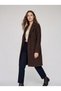 Bitter Brown Women's Cashmere Double-Breasted Collar Single Button Coat with Pocket Detail