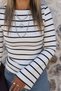 Black-White Striped Boat Neck Spanish Sleeve Blouse - 3