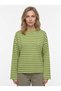 Women's striped oversize long sleeve t-shirt light green dark green - 4