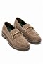 Genuine Leather Suede Accessory Detailed Crocodile Pattern Orthopedic Sole Women's Loafer Mink Chiara - 4