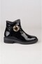 Seç v2711 genuine leather women's boot (heel height: 3 cm) black patent