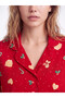 Alita City with a Difference, Lcw Dream Red Combed Cotton Printed Long Sleeve Women's Pajama Set - 3