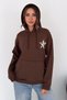 Women's Star Printed Hooded Sweatshirt with Kangaroo Pocket - 5