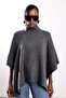 Anthracite Asymmetrical Cut Poncho Sweater - 4