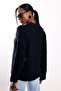 Navy Blue Buttoned Sleeve Sweater - 5
