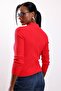 Red Polo Collar Zippered Ribbed Knitwear 5668 - 6