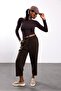 Brown Front-Stitched Sweatpants - 2