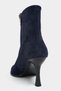 Marma Navy Blue Genuine Suede Zipper Detail Pointed Toe Women's Heeled Boots - 6