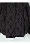 Black Scarf Detailed Quilted Women's Puffer Coat - 7
