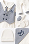 100% Cotton 4-Piece Baby Hospital Discharge Set 0-3 Months Baby Boy Overalls Hat Gloves Blanket-Gift - 2
