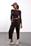 Brown Front-Stitched Sweatpants