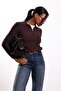 Brown Polo Collar Zippered Ribbed Knitwear 5668 - 2