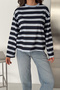 Women's Striped Crew Neck Long Sleeve Basic Sweatshirt - 4