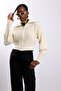 Cream Wide Collar Knitwear Cardigan - 4