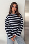 Women's Striped Crew Neck Long Sleeve Basic Sweatshirt