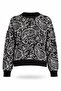 Black Patterned Crew Neck Sweater 1245