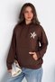Women's Star Printed Hooded Sweatshirt with Kangaroo Pocket