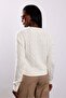Ecru V-Neck Hair Knit Sweater 190877 - 4