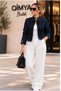 Nox Women's Front Rope Detailed High Collar Horseman Model Denim Jacket - 6
