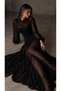 Women's Transparent Tulle Detailed Gathered Long Sleeve Maxi Dress