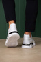 Men's White Sneaker with Black Detail and Thick Sole, Casual Sports Shoes - 4
