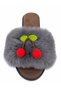 Women's Plush Fur Soft-Sole Lightweight Slippers with Cherry Details - 3
