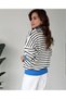 Women's Sports Polo Collar Striped Knit Sweater - 5