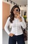 Women's Stretchy Fabric Body-Fitting Cotton Buttoned Blouse Cardigan - 2