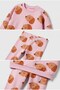 Girl's Cotton Dog Patterned Pink Sweatshirt and Leggings Set - 2