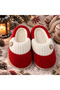 Women's Soft Plush House Slippers with Button Detail - Warm Ribbed Plush Indoor Shoes - 6