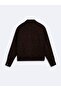 Relaxed Fit Suede Look Brown Coat - 2