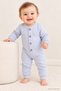 Ribbed Buttoned Front Long Sleeve Footless Baby Romper