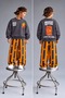 Girls' and Boys' 3-Thread Cotton Orange Printed Sweatshirt and Striped Pants Set 2-8 Years