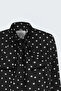 Polka Dot Patterned Scarf Shirt - Black - 4