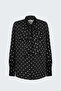 Polka Dot Patterned Scarf Shirt - Black - 3