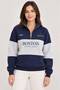 Unisex Half Zipper Stand Collar Gray Navy Blue Boston Printed Oversize Winter Sweatshirt