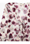 Abstract Patterned V-Neck Long Sleeve Lace-Up Flounce Chiffon Shirt - 3